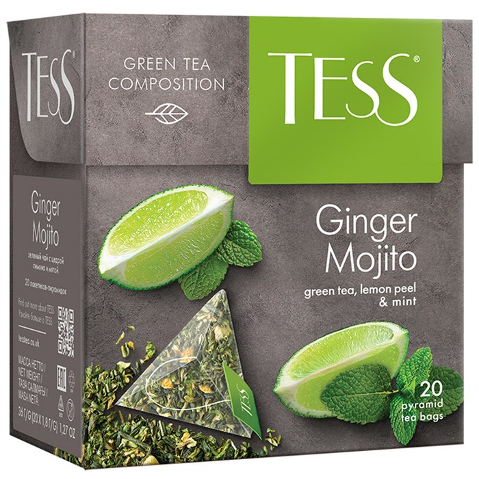 Чай Tess "Ginger Mojito", зеленый, цитрус, имбирь, мята, 20 пакетиков-пирмидок по 1,8г R260722 - фото 606508