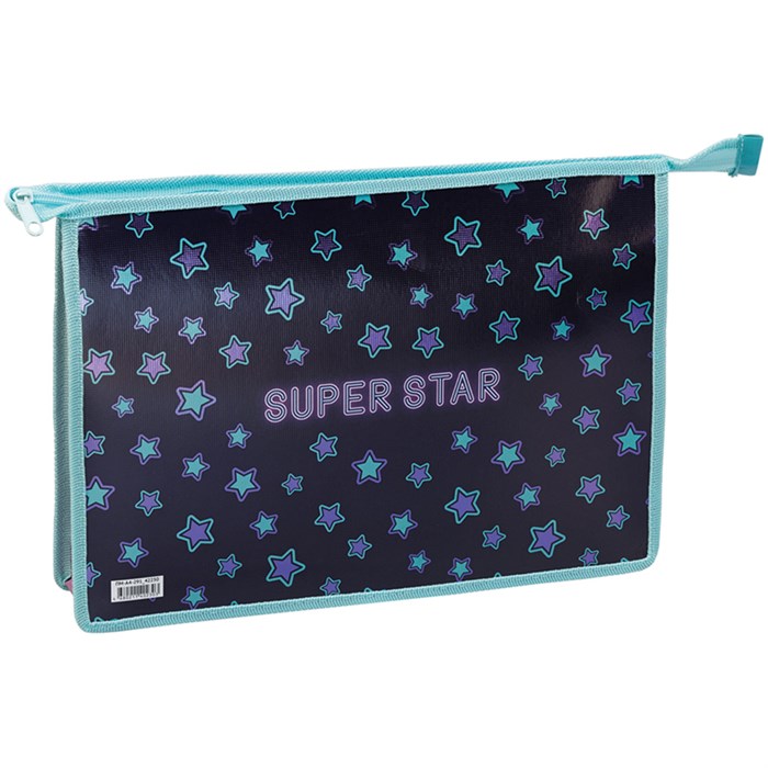 Папка для тетрадей 1 отделение, А4, ArtSpace "Super Star", ламинированный картон, фольга, на молнии R331407 - фото 613430