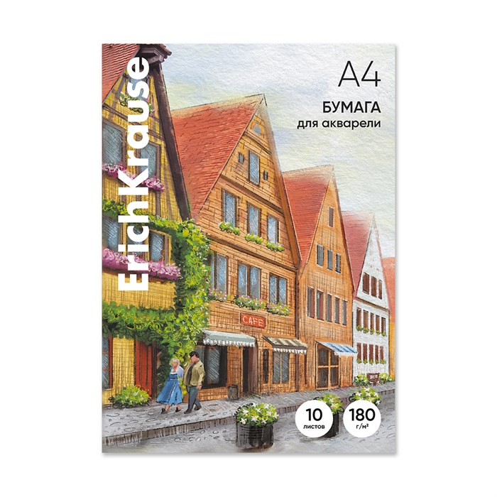 Бумага для акварели в картонной папке ErichKrause Promenade, А4, 10 листов EK51527 - фото 626667