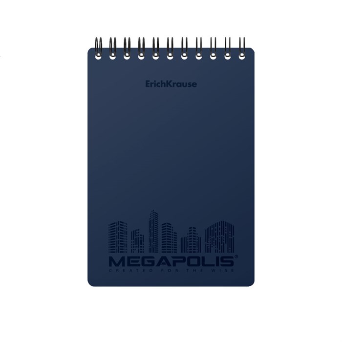 Блокнот с пластиковой обложкой на спирали ErichKrause MEGAPOLIS®, синий, А6, 80 листов, клетка EK45948 - фото 627253