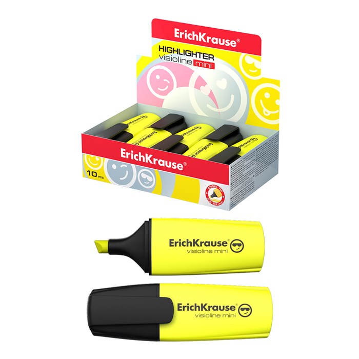 Текстмаркер ErichKrause Visioline V-12 Mini Neon, цвет чернил желтый (в коробке-дисплее по 10 шт.) EK42753 - фото 640266