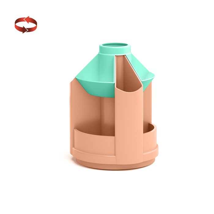 Подставка настольная вращающаяся пластиковая ErichKrause Mini Desk, Pastel Bloom, персиковый с зеленым EK61568 - фото 641338