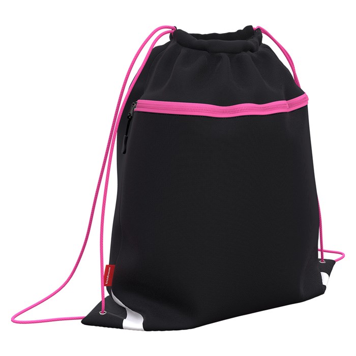 Мешок для обуви ErichKrause с карманом на молнии 500x410мм Black&Pink EK49112 - фото 647261