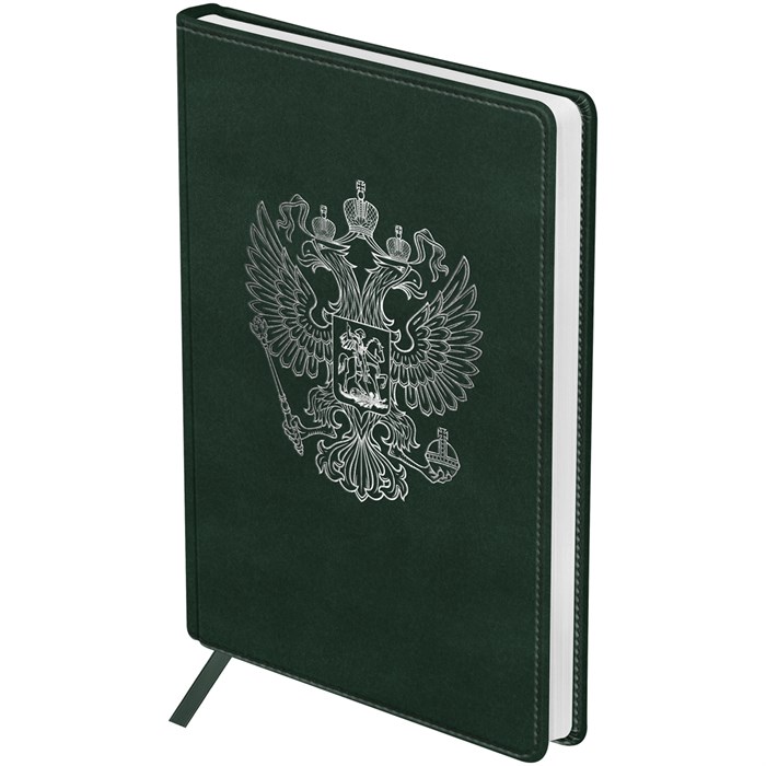 Ежедневник недатированный, А5, 160л., твердый переплет, кожзам, BG "Орел" зеленый R369604 - фото 653017