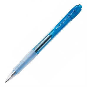 Ручка PILOT Super Grip Neon F  (0.7 мм),  шариковая автоматическая, синие чернила, грип, синий корпу