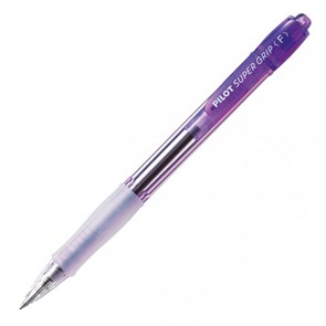Ручка PILOT Super Grip Neon F  (0.7 мм),  шариковая автоматическая, синие чернила, грип, фиолетовый