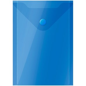 Папка-конверт на кнопке А6 OfficeSpace (105*148мм), 150мкм, полупрозрачная, синяя