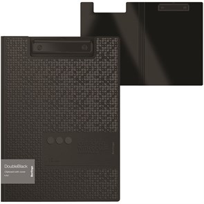 Папка-планшет с зажимом Berlingo "DoubleBlack" А4, пластик, 1300мкм, черная, с рисунком
