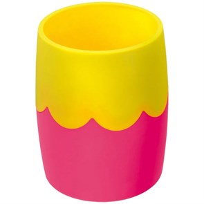 Подставка-стакан СТАММ, пластик, круглый, двухцветный розово-желтый