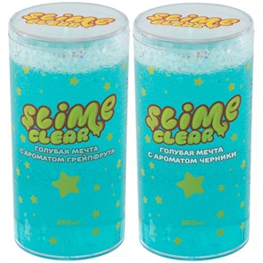 Слайм Slime "Clear-slime. Голубая мечта", голубой, с наполн. звездочки, аромат ассорти, 250г