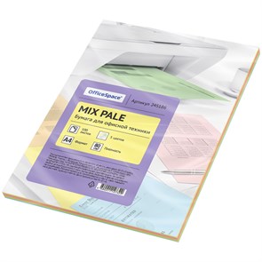 Бумага для принтера OfficeSpace pale mix А4, 80г/м2, 100л. (5 цветов)