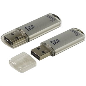 Память Smart Buy "V-Cut"  32GB, USB 2.0 Flash Drive, серебристый (металл.корпус)