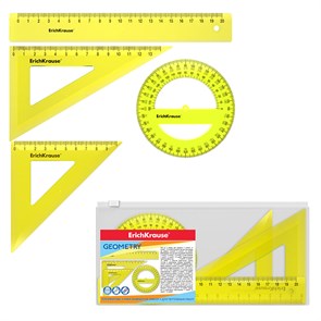 Набор из 2 пластиковых угольников ErichKrause® Neon, 7см/45° - оранжевый, 9см/45° - желтый, во флоупаке