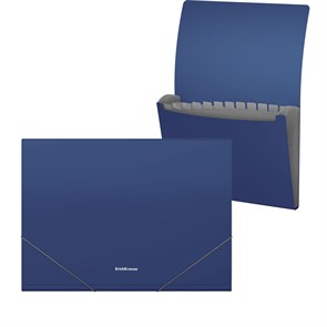 Папка-картотека пластиковая ErichKrause Matt Classic, с 13 отделениями, A4, синий (в пакете по 4 шт.