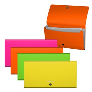 Папка-картотека пластиковая ErichKrause Matt Neon, с 13 отделениями, Check size, ассорти (в пакете п