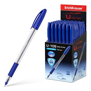 {{photo.Alt || photo.Description || 'Ручка шариковая ErichKrause® U-109 Classic Stick&amp;Grip 1.0, Ultra Glide Technology, цвет чернил синий (в коробке по 50 шт.)'}}