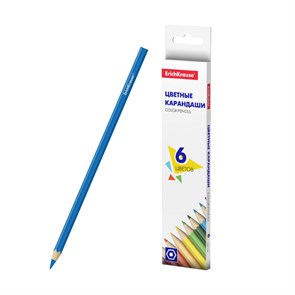 Цветные карандаши деревянные ErichKrause шестигранные 6 цветов (в коробке с европодвесом 6 шт)