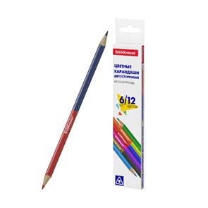Цветные карандаши деревянные ErichKrause Bicolor трехгранные двусторонние 12 цветов (в коробке с евр