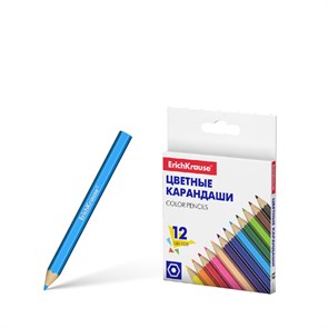 Цветные карандаши деревянные ErichKrause мини шестигранные 12 цветов (в коробке с европодвесом 12 шт