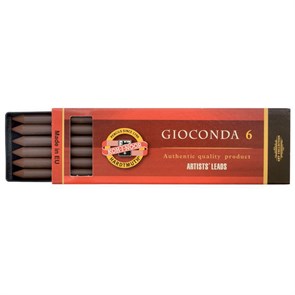 Сепия Koh-I-Noor "Gioconda", коричневая светлая, стержень, 5,6мм, 6шт., пластик короб