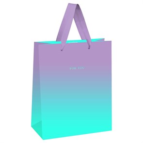 Пакет подарочный 26*32*12см MESHU "Duotone. Turquoise-Lilac gradient", отд. фольгой, матовая ламинац