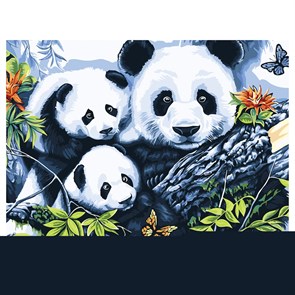 Картина по номерам на холсте ТРИ СОВЫ "Панды", 40*50, с акриловыми красками и кистями