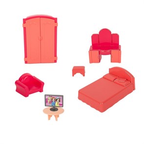 Набор мебели для кукол «Спальня» (7 предм.) ( кровать, трюмо, кресло, стол журнальный, телевизор, шк