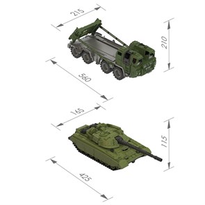 Военный тягач "Щит" с танком, 56*22*21 см