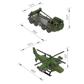 Военный тягач "Щит" с вертолетом, 56*26*25 см