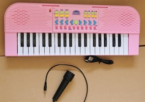 Синтезатор "Sonata" 37 клавиш, микрофон, цвет розовый, в/к 42*5*16 см