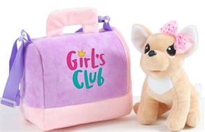 Собачка "Girl's Club" со звуковыми эффектами, мягконабивная в сумочке-переноске в/п 20*12*17 см