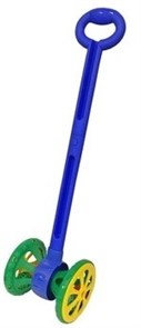 760/1 Каталка «Весёлые колёсики» с шариками (сине-зелёная),  15,3*11,8*55,5 см