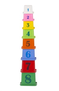 Игра Пирамида "Башня", 8 элементов, высота 30 см, в/к, 6,5*6,5 h 30 см.