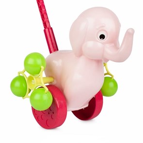 Каталка на палочке "Розовый Слонёнок", 66*21*23,1 см