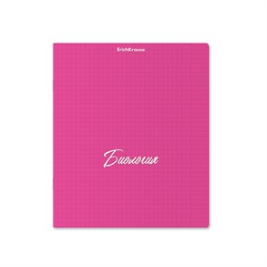 Тетрадь общая ученическая с пластиковой обложкой на скобе ErichKrause NEON, розовый, БИОЛОГИЯ, 48 ли