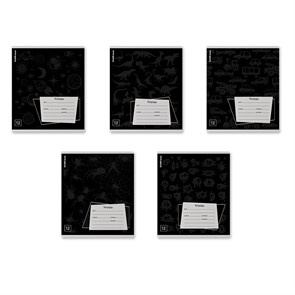 Тетрадь школьная ученическая ErichKrause Black Pattern, 12 листов, линейка, выборочный УФ-лак (в плё