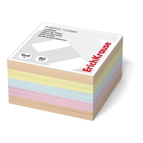 Бумага для заметок на склейке ErichKrause, 90x90x50 мм, 4 цвета