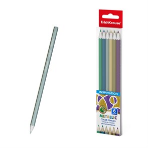 Цветные карандаши деревянные ErichKrause Inspiration Metallic шестигранные, грифель 3 мм, 6 цветов (