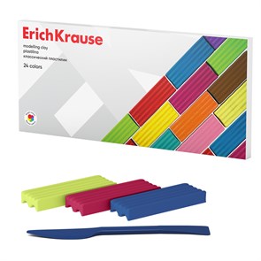 Пластилин классический ErichKrause 24 цвета, 384 г (в коробке 24 шт)