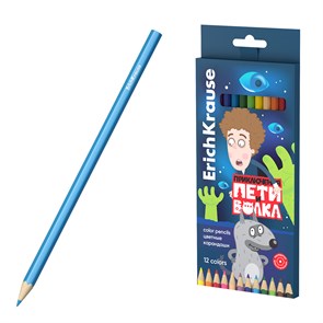 Цветные карандаши пластиковые ErichKrause Приключения Пети и Волка шестигранные 12 цветов (в коробке