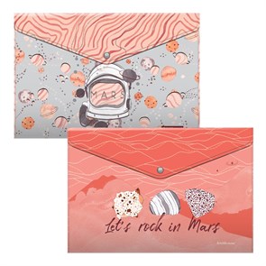 Набор из 4 папок-конвертов на кнопке пластиковых ErichKrause® Martian Girl, A4, ассорти