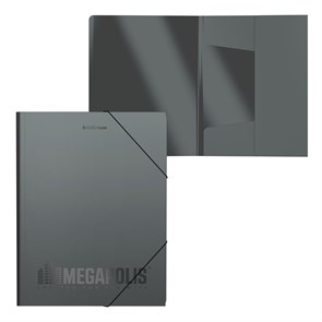 Папка на резинках пластиковая ErichKrause MEGAPOLIS, A4, серый (в пакете по 4шт.)