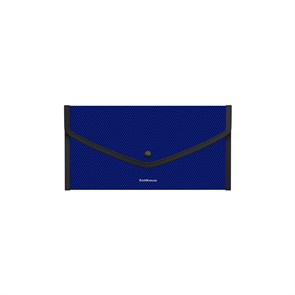 Папка-конверт на кнопке пластиковая ErichKrause Diamond Total Blue, обшитая, Travel, непрозрачный, синий (в пакете по 4 шт.)