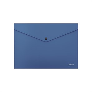 Папка-конверт на кнопке пластиковая ErichKrause Fizzy Classic, A4, непрозрачный, синий (в пакете по 12 шт.)