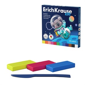 Пластилин классический ErichKrause Kids Space Animals 10 цветов со стеком, 180 г (в коробке 10 шт)