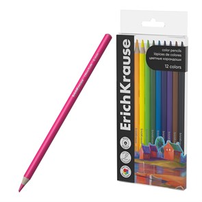 Цветные карандаши деревянные ErichKrause Art Spirit круглые, грифель 4 мм, 12 цветов (в ПЭТ-боксе 12 шт)