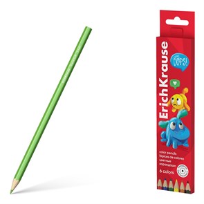 Цветные карандаши деревянные ErichKrause Jolly Friends шестигранные, грифель 3 мм, 6 цветов (в коробке с европодвесом 6 шт)