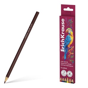 Цветные карандаши деревянные ErichKrause Safari трехгранные, грифель 3,3 мм, 6 цветов (в коробке с европодвесом 6 шт)