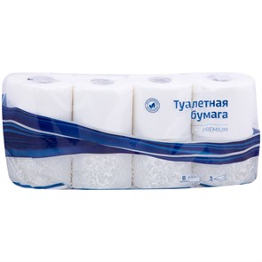 Бумага туалетная OfficeClean "Premium" 3-слойная, 8шт., тиснение, белая R279674