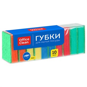 Губки для посуды OfficeClean, поролон с абразивным слоем, 8*5,3*2,6см, 10шт. R281459